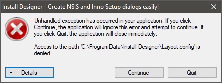 Access Denied error when exiting the application