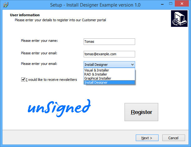 Install Uninstall dialogs