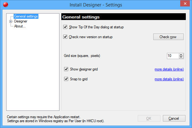 Settings dialog