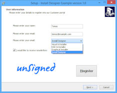 Install dialogs